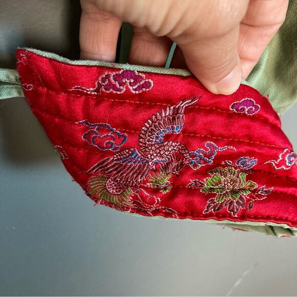 Abercrombie & Fitch jacket medium military Y2K green Asian brocade Bella Swan - Picture 14 of 15